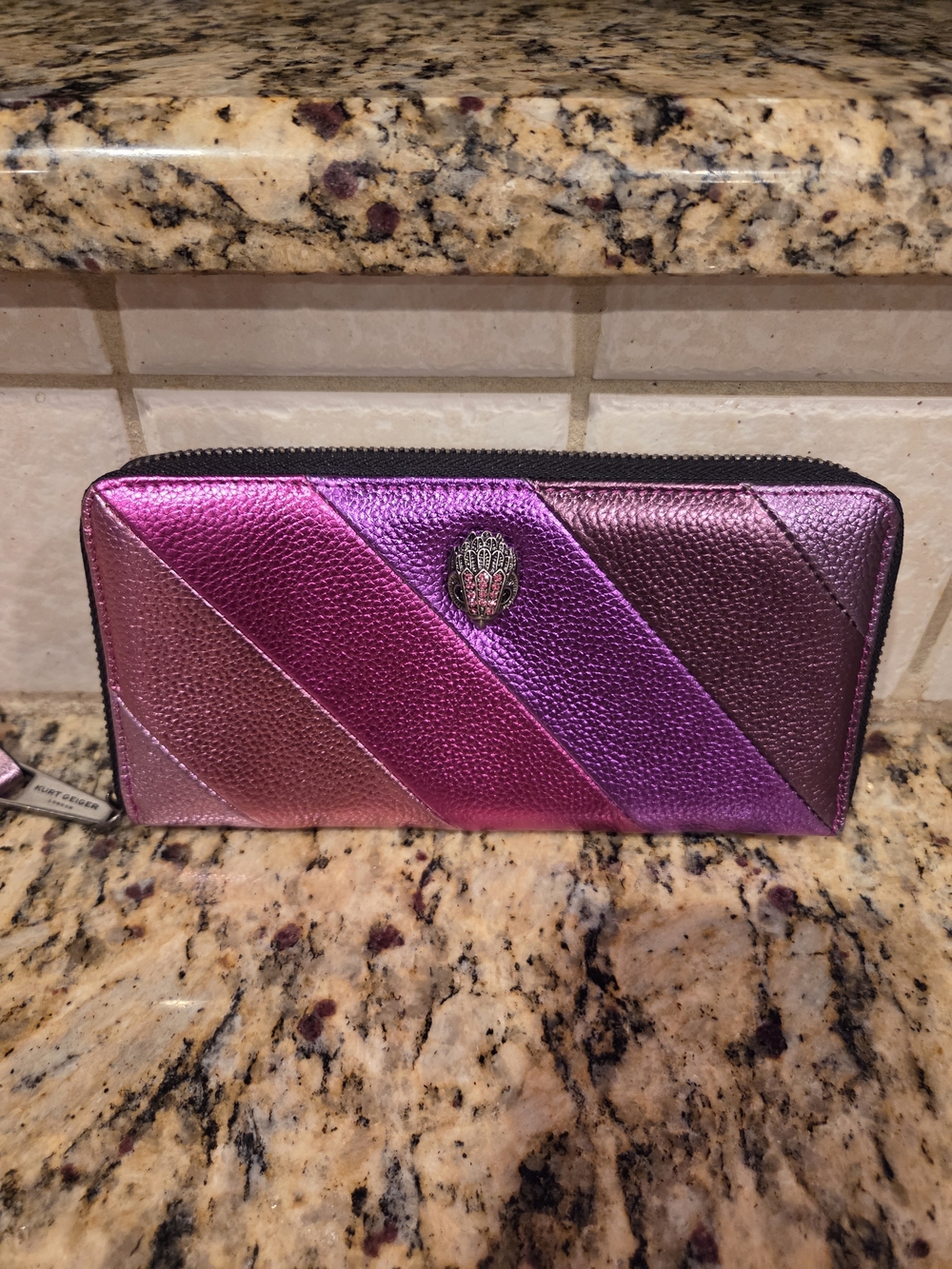 Kurt Geiger Metallic Pink & Purple Zip-Around Women's Wallet